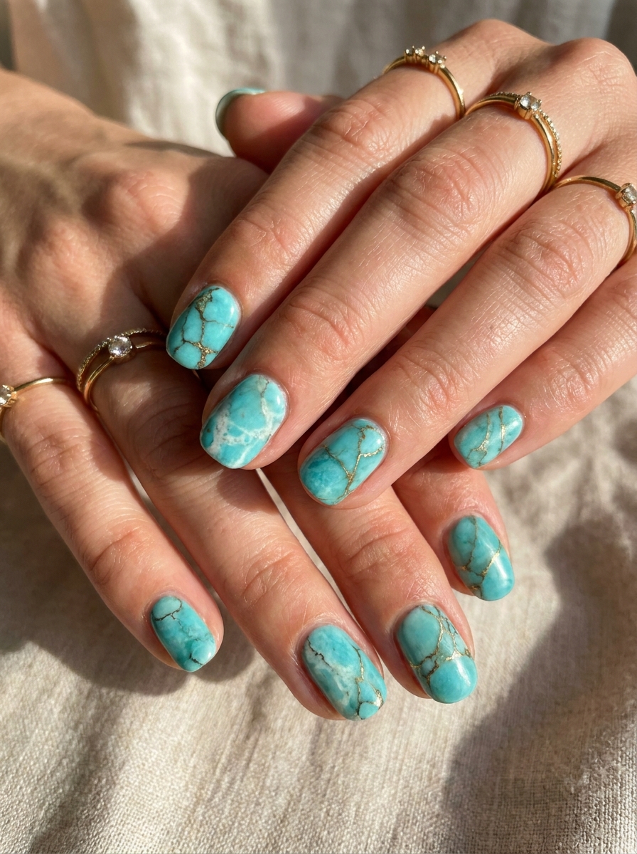 Türkis Stone Nails